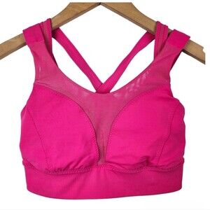Lululemon Oxygen Sport Bra Magenta Pink Fuchsia Mesh Lace Criss-Cross Strap 6